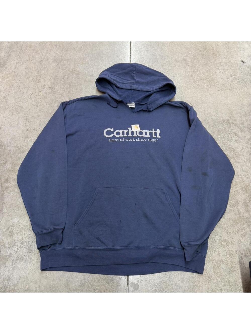 vintage carhartt faded navy hard at work hoodie size xl